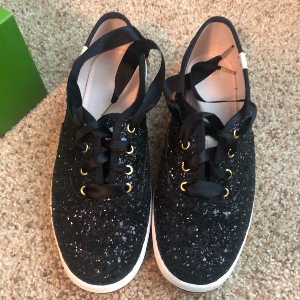 Size 6.5 Kate Spade Black Glitter Keds